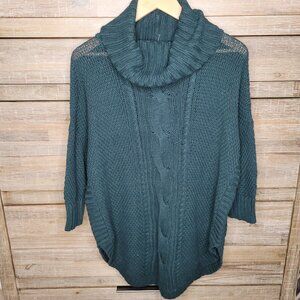 Express Women's Green Medium Oversized Chunky Knit Cowl Neck Sweater NWT